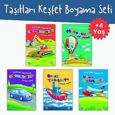 Taşıtları Keşfet Boyama Seti (5 Kitap)